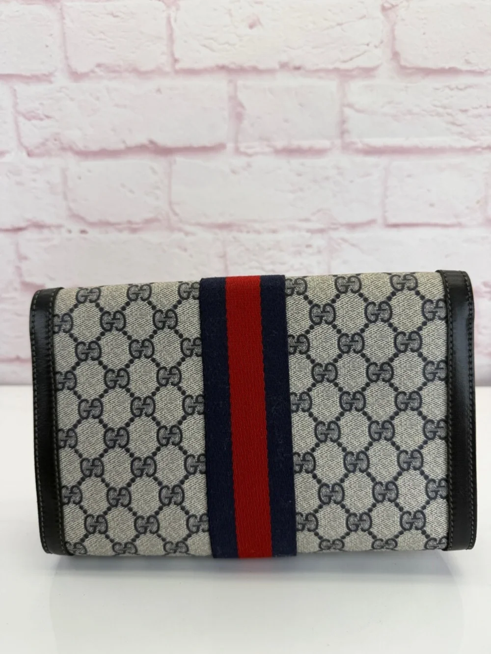 Gucci Vintage Sherry Line Web Monogram Canvas Clutch Pouch